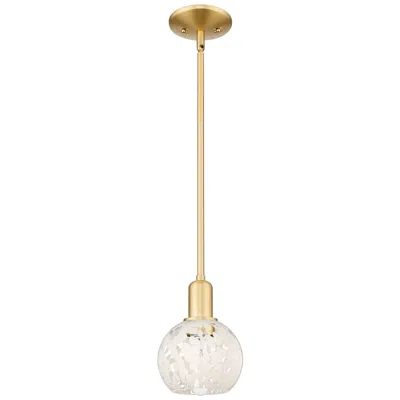 Innovations Lighting Arcadia White Mouchette 6" Wide Satin Gold Stem Hung Mini Pendant
