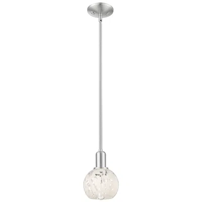 Innovations Lighting Arcadia White Mouchette 6"w Brushed Nickel Stem Hung Mini Pendant