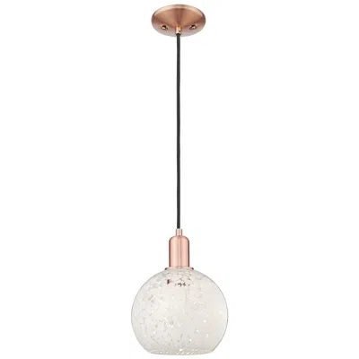 Innovations Lighting Arcadia White Mouchette 8" Wide Antique Copper Cord Hung Mini Pendant