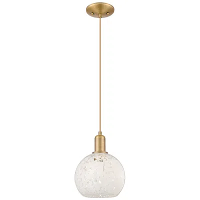 Innovations Lighting Arcadia White Mouchette 8" Wide Brushed Brass Cord Hung Mini Pendant