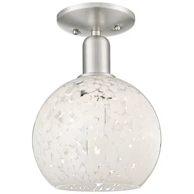 Innovations Lighting Arcadia White Mouchette 8" Wide Brushed Satin Nickel Semi.flush Mount