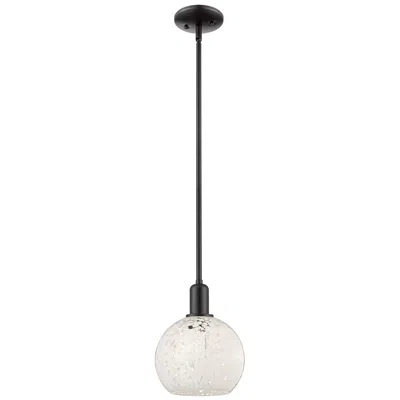 Innovations Lighting Arcadia White Mouchette 8" Wide Matte Black Stem Hung Mini Pendant
