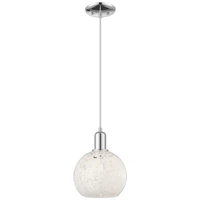 Innovations Lighting Arcadia White Mouchette 8" Wide Polished Chrome Cord Hung Mini Pendant
