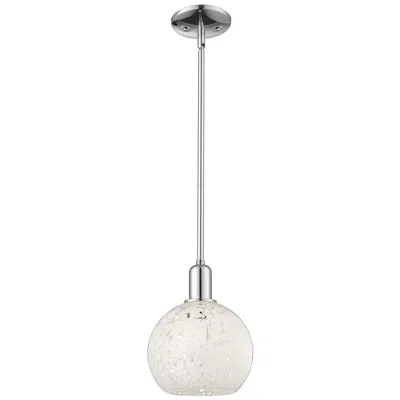 Innovations Lighting Arcadia White Mouchette 8" Wide Polished Chrome Stem Hung Mini Pendant