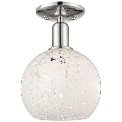 Innovations Lighting Arcadia White Mouchette 8" Wide Polished Nickel Semi.flush Mount With