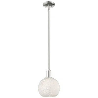 Innovations Lighting Arcadia White Mouchette 8" Wide Polished Nickel Stem Hung Mini Pendant