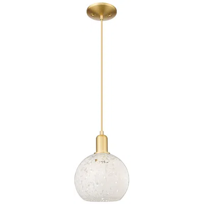 Innovations Lighting Arcadia White Mouchette 8" Wide Satin Gold Cord Hung Mini Pendant
