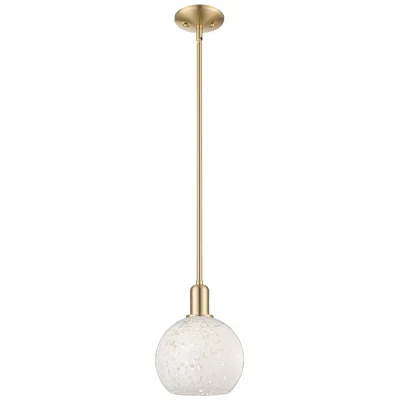 Innovations Lighting Arcadia White Mouchette 8"w Champagne Bronze Stem Hung Mini Pendant