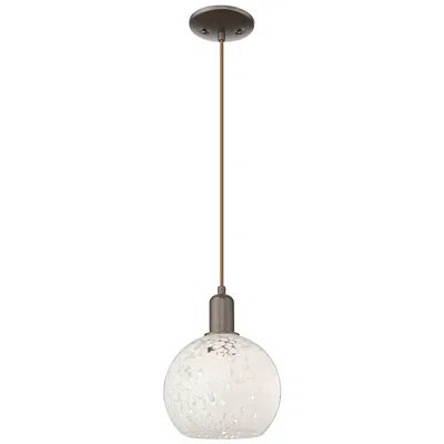 Innovations Lighting Arcadia White Mouchette 8"w Oil Rubbed Bronze Cord Hung Mini Pendant