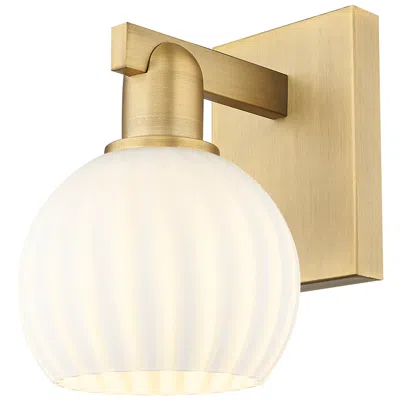 Innovations Lighting Arcadia White Venetian 10" High Brushed Brass Sconce With
