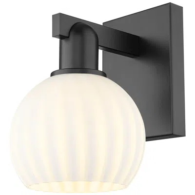 Innovations Lighting Arcadia White Venetian 10" High Matte Black Sconce With In Pink