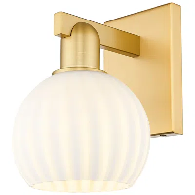 Innovations Lighting Arcadia White Venetian 10" High Satin Gold Sconce With