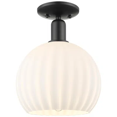 Innovations Lighting Arcadia White Venetian 10" Wide Matte Black Semi.flush Mount With
