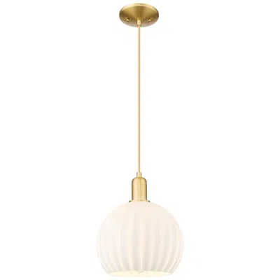 Innovations Lighting Arcadia White Venetian 10" Wide Satin Gold Cord Hung Mini Pendant
