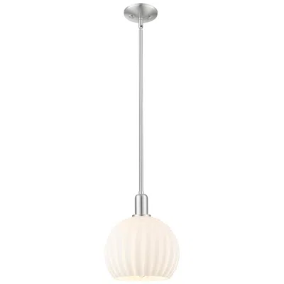 Innovations Lighting Arcadia White Venetian 10"w Brushed Nickel Stem Hung Mini Pendant