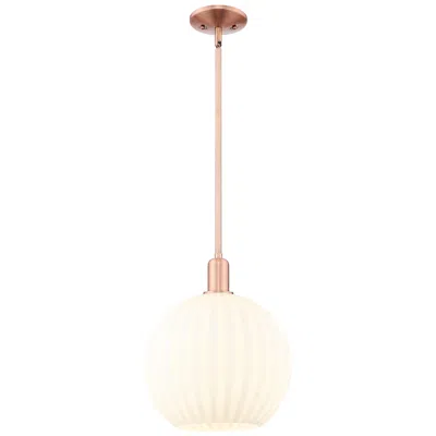 Innovations Lighting Arcadia White Venetian 12" Wide Antique Copper Stem Hung Mini Pendant