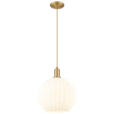 Innovations Lighting Arcadia White Venetian 12" Wide Brushed Brass Cord Hung Mini Pendant
