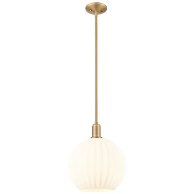 Innovations Lighting Arcadia White Venetian 12" Wide Brushed Brass Stem Hung Mini Pendant