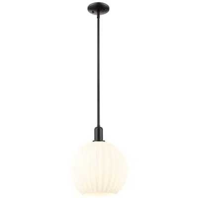 Innovations Lighting Arcadia White Venetian 12" Wide Matte Black Stem Hung Mini Pendant