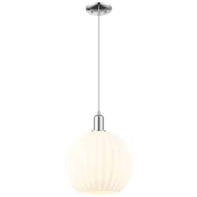 Innovations Lighting Arcadia White Venetian 12" Wide Polished Chrome Cord Hung Mini Pendant