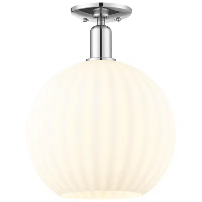 Innovations Lighting Arcadia White Venetian 12" Wide Polished Chrome Semi.flush Mount With