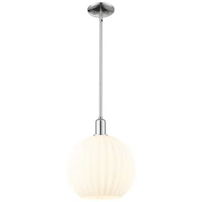 Innovations Lighting Arcadia White Venetian 12" Wide Polished Chrome Stem Hung Mini Pendant