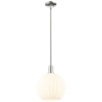 Innovations Lighting Arcadia White Venetian 12" Wide Polished Nickel Stem Hung Mini Pendant