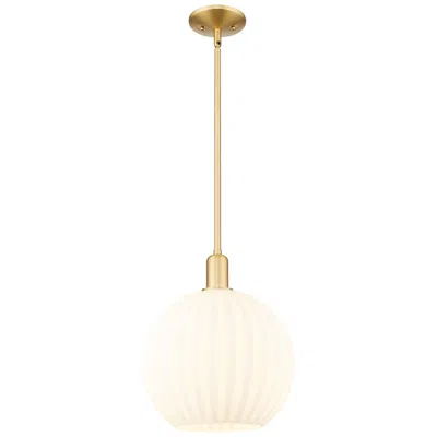 Innovations Lighting Arcadia White Venetian 12" Wide Satin Gold Stem Hung Mini Pendant