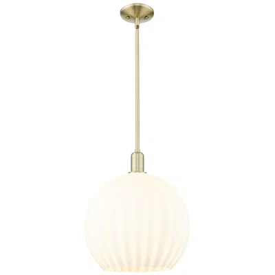 Innovations Lighting Arcadia White Venetian 14" Wide Antique Brass Stem Hung Mini Pendant