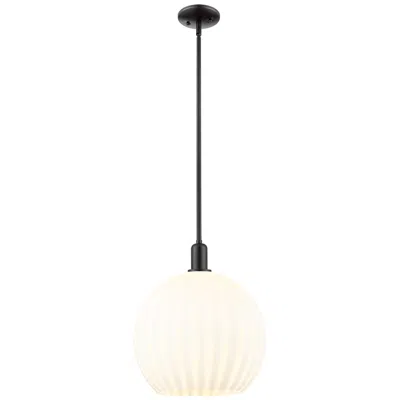 Innovations Lighting Arcadia White Venetian 14" Wide Matte Black Stem Hung Mini Pendant