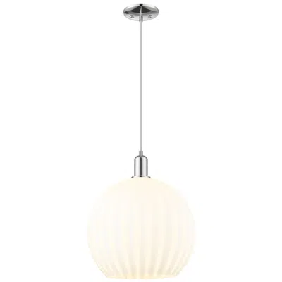 Innovations Lighting Arcadia White Venetian 14" Wide Polished Chrome Cord Hung Mini Pendant
