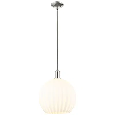 Innovations Lighting Arcadia White Venetian 14" Wide Polished Nickel Stem Hung Mini Pendant
