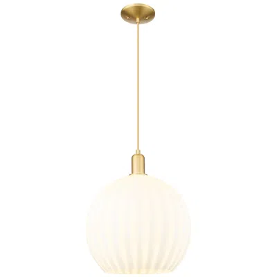 Innovations Lighting Arcadia White Venetian 14" Wide Satin Gold Cord Hung Mini Pendant