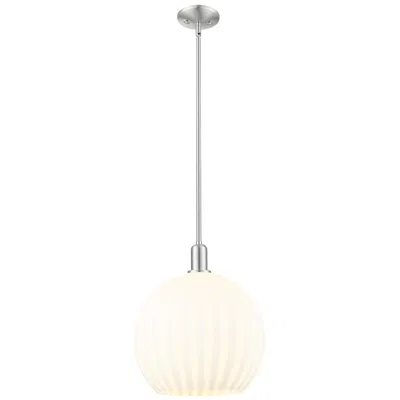 Innovations Lighting Arcadia White Venetian 14"w Brushed Nickel Stem Hung Mini Pendant