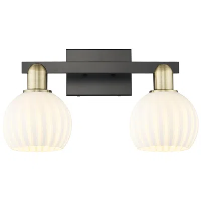 Innovations Lighting Arcadia White Venetian 17"w 2 Light Black Antique Brass Vanity Light