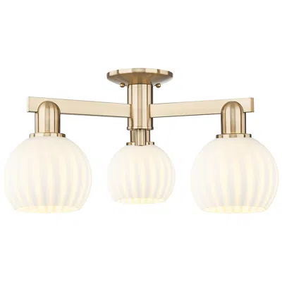 Innovations Lighting Arcadia White Venetian 24"w 3 Light Champagne Bronze Semi.flush Mount