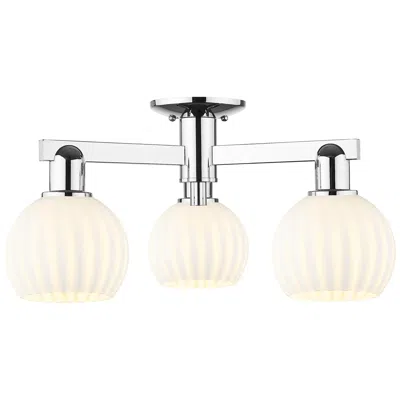 Innovations Lighting Arcadia White Venetian 24"w 3 Light Polished Chrome Semi.flush Mount