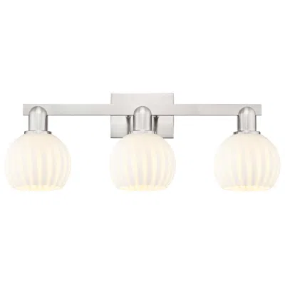 Innovations Lighting Arcadia White Venetian 25"w 3 Light Brushed Satin Nickel Vanity Light In Silver