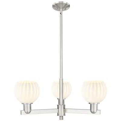 Innovations Lighting Arcadia White Venetian 28"w 3 Light Satin Nickel Stem Hung Chandelier