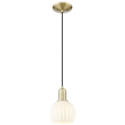 Innovations Lighting Arcadia White Venetian 6" Wide Antique Brass Cord Hung Mini Pendant