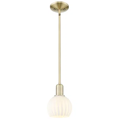 Innovations Lighting Arcadia White Venetian 6" Wide Antique Brass Stem Hung Mini Pendant In Gold
