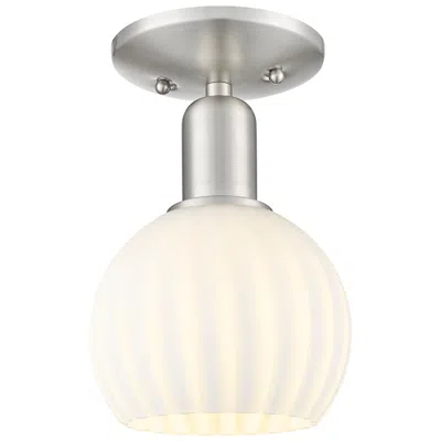 Innovations Lighting Arcadia White Venetian 6" Wide Brushed Satin Nickel Semi.flush Mount