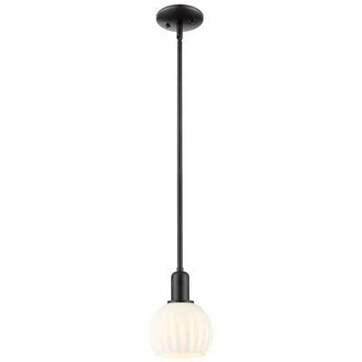 Innovations Lighting Arcadia White Venetian 6" Wide Matte Black Stem Hung Mini Pendant In Multi