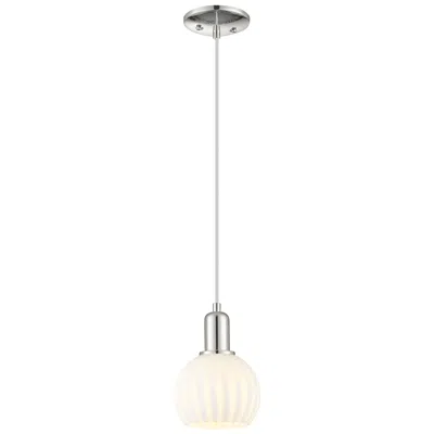 Innovations Lighting Arcadia White Venetian 6" Wide Polished Nickel Cord Hung Mini Pendant