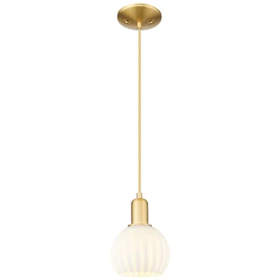 Innovations Lighting Arcadia White Venetian 6" Wide Satin Gold Cord Hung Mini Pendant With In Orange