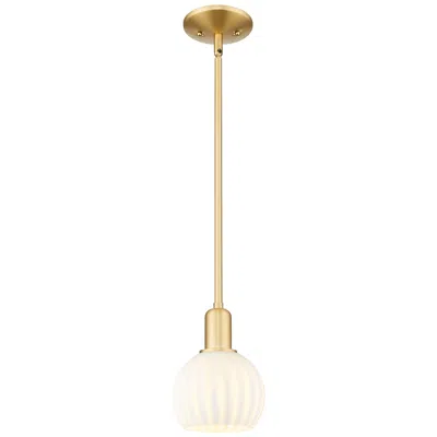 Innovations Lighting Arcadia White Venetian 6" Wide Satin Gold Stem Hung Mini Pendant With