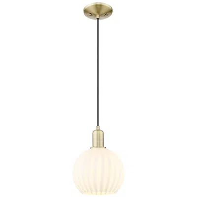 Innovations Lighting Arcadia White Venetian 8" Wide Antique Brass Cord Hung Mini Pendant