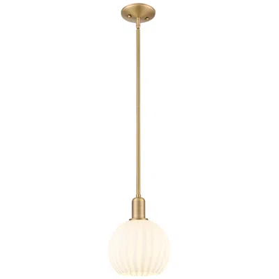 Innovations Lighting Arcadia White Venetian 8" Wide Brushed Brass Stem Hung Mini Pendant