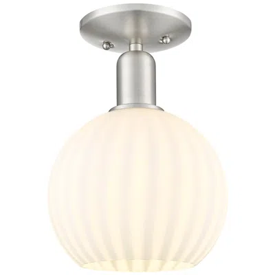 Innovations Lighting Arcadia White Venetian 8" Wide Brushed Satin Nickel Semi.flush Mount