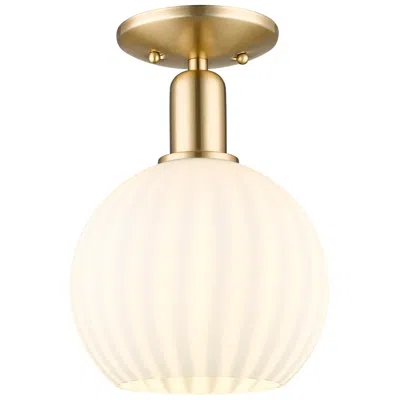 Innovations Lighting Arcadia White Venetian 8" Wide Champagne Bronze Semi.flush Mount With